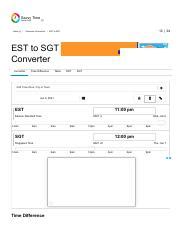 SGT to EST Converter.